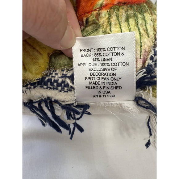 Imperial Collection Floral Flamingo Appliqué Beaded Fringed Throw Pillow - Picture 4 of 13